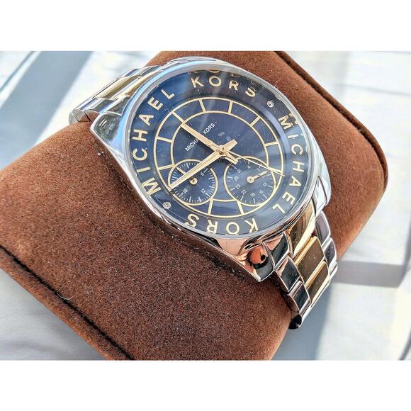 NWT Michael Kors MK6195 Chronograph Watch Two-Tone Silver Gold NIB - Picture 3 of 6